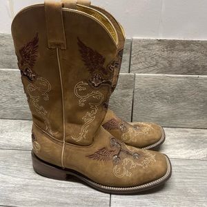 EUC RockinLeather Womens Brown Square Toe Western Boot 10B